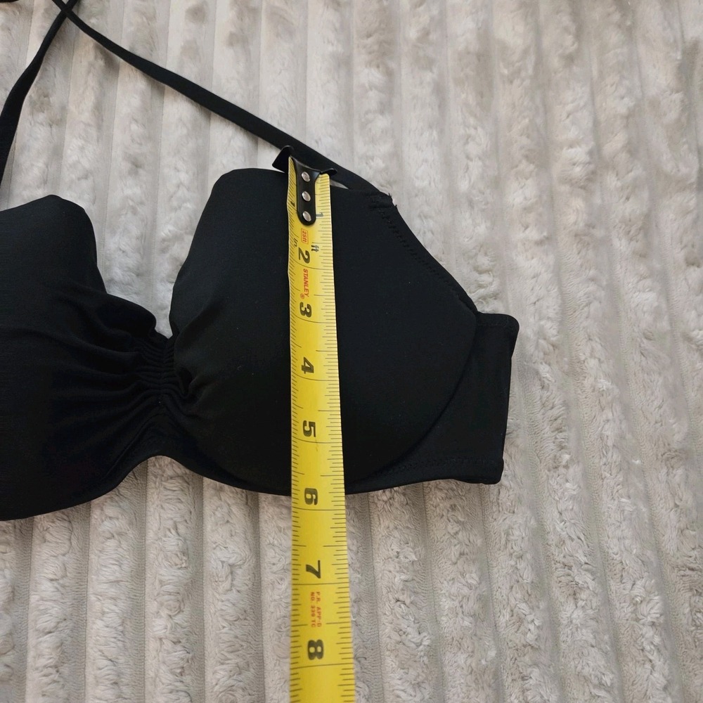 Smart & Sexy Black Push Up Bikini Top 34D Underwire Halter Swim Center Cinch - Picture 5 of 11